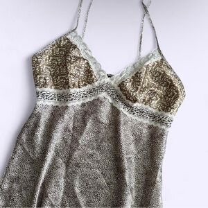 Y2K Animal Print Lace Trim Mini Night Dress Secret Treasures XL Vintage